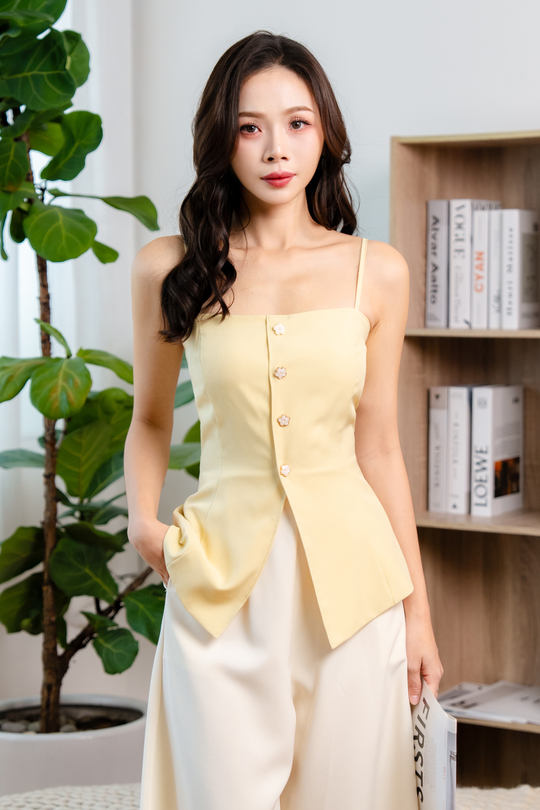 KYRIE BUTTON CAMI TOP (PALE YELLOW)