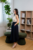 SEAN PUFF BALL MIDI SKIRT (DARK BLUE)