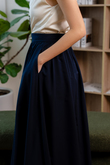 SEAN PUFF BALL MIDI SKIRT (DARK BLUE)