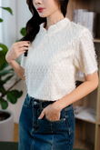 COLE MANDARIN COLLAR TOP (CREAM)