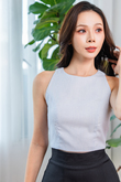 GLADYS ROUND NECK CROP TOP (LIGHT BLUE)