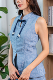 CLEOY CHEONGSAM TOP (BLUE)