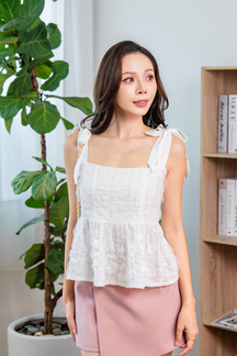 MIDOO SELF TIE RIBBON TOP (WHITE)