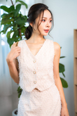 BONNIE BUTTON FRONT VEST TOP (PEACHY)