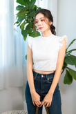 DOLLA FLUTTER SLEEVES CROP TOP (WHITE)