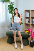 ARAYA HIGH WAIST SHORTS (CADET GREY)