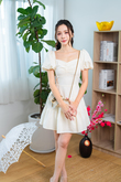 BOBBY TIERED MINI DRESS (CREAM)