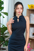 SONNE FRONT TIE RIBBON TOP (DARK BLUE)