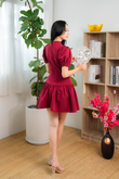 ALLES MANDARIN COLLAR MINI DRESS (RED)