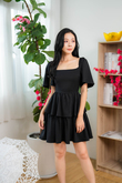 CHELSEA TIERED MINI DRESS (BLACK)