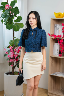 LIN CHEONGSAM CROP TOP (CETACEAN BLUE)