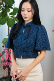 LIN CHEONGSAM CROP TOP (CETACEAN BLUE)