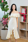 LEANA OFF SHOULDER DRESS (CREAM)