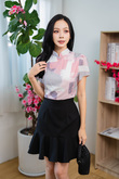 XIA MANDARIN COLLAR CROP TOP (COTTON CANDY)