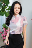 XIA MANDARIN COLLAR CROP TOP (COTTON CANDY)