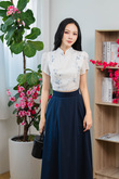 XIA MANDARIN COLLAR CROP TOP (FLORAL)