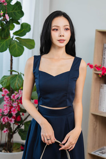 RAFFINA SWEETHEART CROP TOP (DARK BLUE)