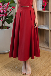 ASHTON FLARE MIDI SKIRT (OLD ROSE)