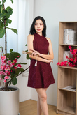 YUNN CHEONGSAM MINI DRESS (RED CROCHET)