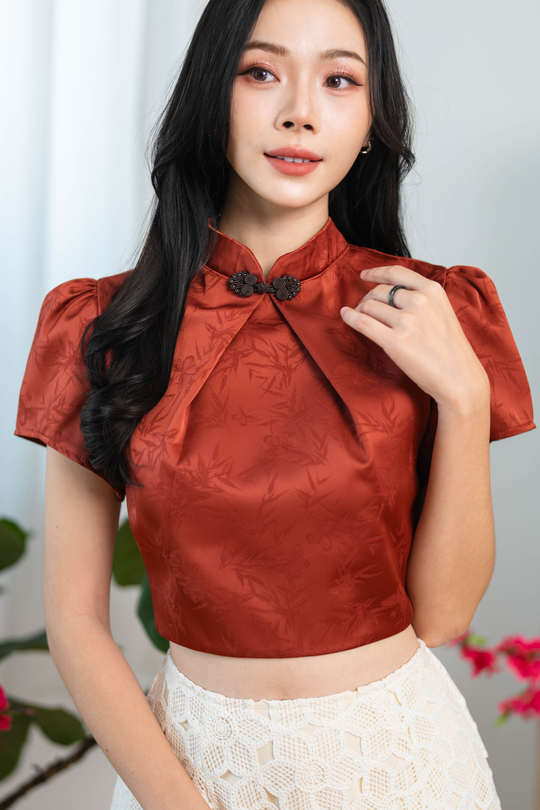  MIN CHEONGSAM TOP (BURNT ORANGE)