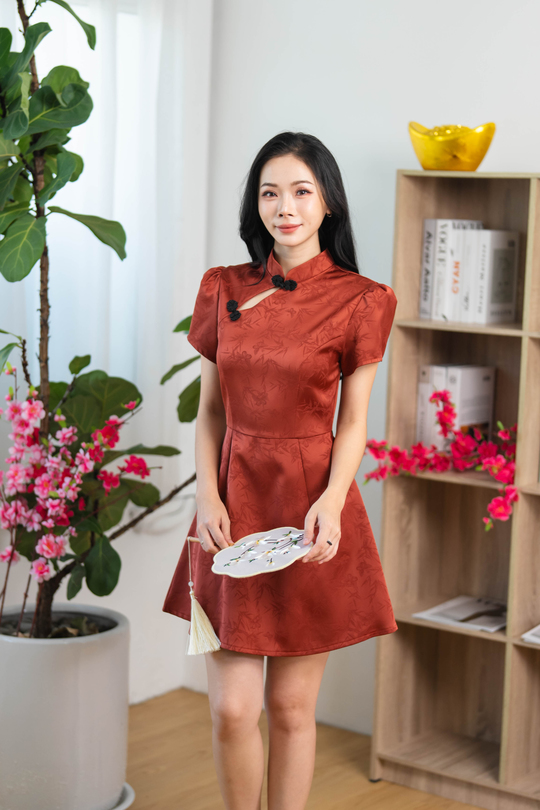 WENN CHEONGSAM DRESS (BURNT ORANGE)