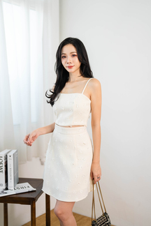 ROSSIE HIGH WAISTED SKIRT (CREAM WHITE)