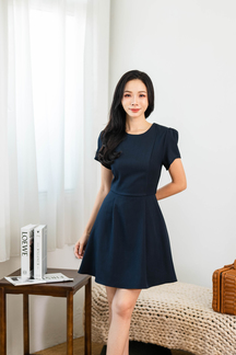 NOVA ROUND NECK MINI DRESS (BLUE)