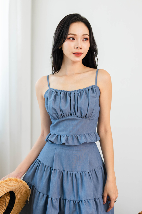 MYRA SWEETHEART CAMI TOP (DENIM BLUE)