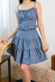 MINAY RUCHED TIERED SKIRT (DENIM BLUE)