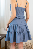 MINAY RUCHED TIERED SKIRT (DENIM BLUE)