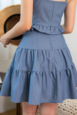 MINAY RUCHED TIERED SKIRT (DENIM BLUE)