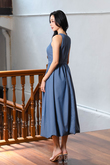 JASEY ROUND NECK BALLOON DRESS (DENIM BLUE)