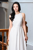 JASEY ROUND NECK BALLOON DRESS (WHITE)