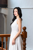 JASEY ROUND NECK BALLOON DRESS (WHITE)