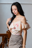 RESE COLD SHOULDER CROP TOP (FLORAL)