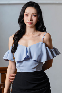 RESE COLD SHOULDER CROP TOP (BABY BLUE)