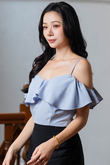 RESE COLD SHOULDER CROP TOP (BABY BLUE)