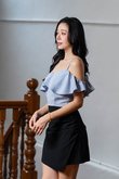 RESE COLD SHOULDER CROP TOP (BABY BLUE)