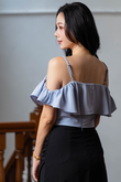 RESE COLD SHOULDER CROP TOP (BABY BLUE)