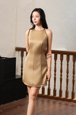  HAYZEE HALTER NECK DRESS (PEARL GOLD)