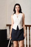 REIKO SELF TIE RIBBON TOP (WHITE)