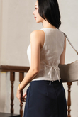 REIKO SELF TIE RIBBON TOP (WHITE)