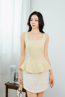 XANDRA SQUARE NECK LONG TOP (YELLOW)