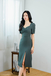 OLVERA PUFF SLEEVES MIDI DRESS (GREEN SMOKE)