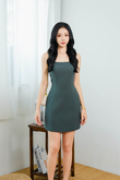 CHASE SQUARE NECK MINI DRESS (GREEN SMOKE)