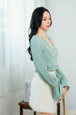 FENCY FLOUNCE SLEEVES TOP (MINT)