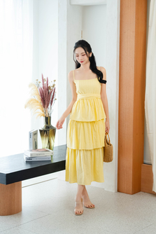 STACCI CAMI TIERED DRESS (YELLOW)