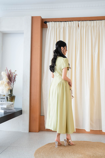 VENNY ROUND NECK MAXI DRESS (YELLOW GREEN)