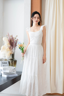 ELIZABETH TIERED MIDI SKIRT (WHITE)