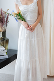 ELIZABETH TIERED MIDI SKIRT (WHITE)